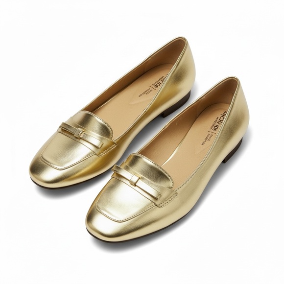 Life Stride Shoes - LifeStride Claudine Square Toe Block Heel Ballerina Flats NWOT Size 9.5M- Gold